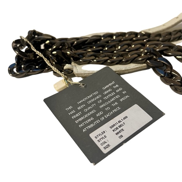 Satchin + Babi White White Leather Plastic Chain Three Loop Belt - Picture 5 of 5